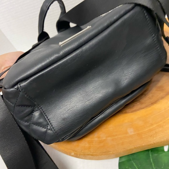 Steve Madden Mini Quilted Black Faux Leather Backpack - Picture 4 of 12